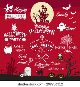 Happy Halloween design elements. Halloween design elements, logos, badges, labels, icons and objects collection.