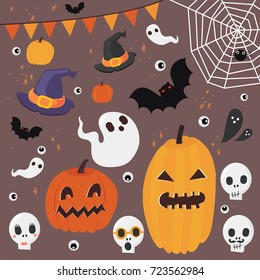 Happy Halloween design elements. Halloween design elements, logos, badges, labels, icons and objects.