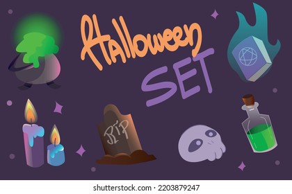 Happy Halloween design elements. Halloween design elements, objects set