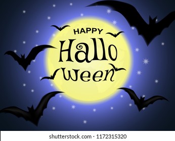 
Happy Halloween .Design with moon bats, dark background . vector