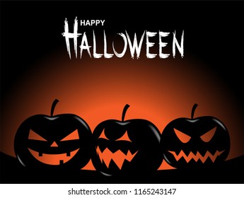 Happy Halloween  .Design with scary pumpkin  for banner, poster, greeting card, party invitation. vector