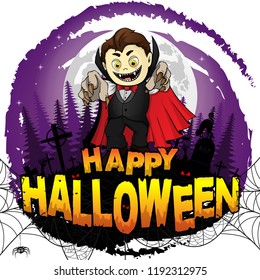 Happy Halloween  Design template with Graf Dracula. Vector illustration.