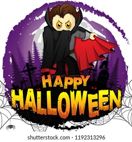 Happy Halloween  Design template with Graf Dracula. Vector illustration.