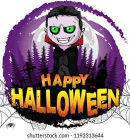 Happy Halloween  Design template with Graf Dracula. Vector illustration.