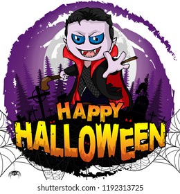 Happy Halloween  Design template with Graf Dracula. Vector illustration.