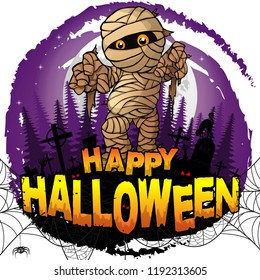 Happy Halloween Design template with mummy. Vector illustration.