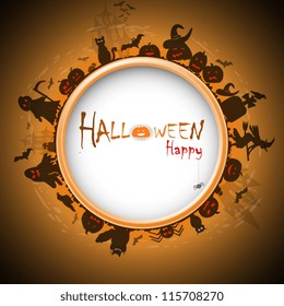 Happy Halloween with devilry in fog vector illustration