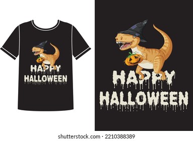 Happy Halloween Dinosaur T-shirt Design 