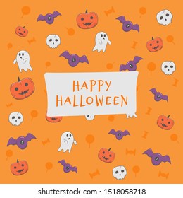 happy halloween doodle background cute