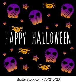 Happy halloween doodle card template. Abstract hand drawn halloween pattern for design card, party invitation, poster, album, menu, t shirt, bag print etc.