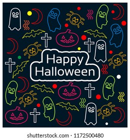 Happy Halloween with doodle design background. vector illustrator