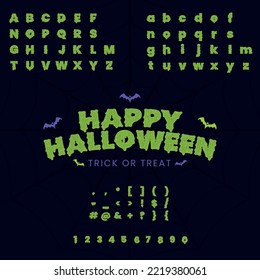 Happy Halloween Dripping Letters A-Z, Symbols and Numbers, trick or treat Halloween scary text