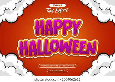 Happy halloween editable text effect with cloud decoration 