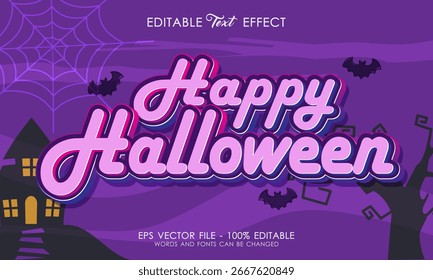 Efecto de texto de Vector editable de Halloween feliz