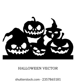 Happy Halloween element Silhouettes vector, Halloween black and white line-art clipart for decoration and cards 