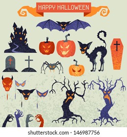 Happy Halloween elements and icons set for design.