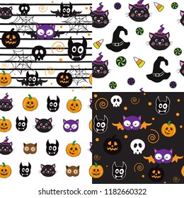 Happy Halloween elements seamless pattern collection