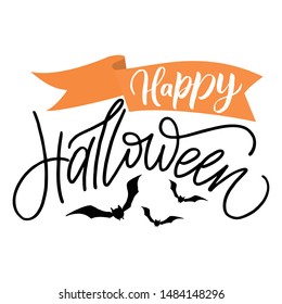 Happy halloween emblem. Lettering composition for banner, poster, greeting card, party invitatio