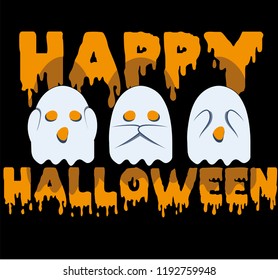 Happy Halloween Emoji Ghost Set