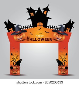 happy halloween entrance arch design. vector illustration design