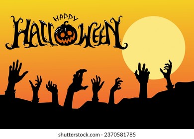 Happy halloween event flat banner vector template. halloween template
Scary, spooky cartoon background. Helloween horizontal poster