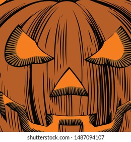 Happy Halloween With Evil Pumpkin Background Trick or Treat Handwritten Calligraphy with web spiderman with texture for poster , banner , tshirt , party invitation