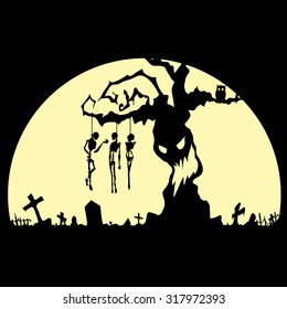 happy halloween  evil tree 