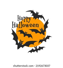 Happy Halloween farmhouse door hanger. Vector Halloween quote. Halloween round sign design. Round design on white background.