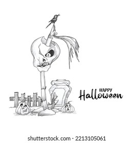 Happy Halloween festival celebration creepy ghost background design vector