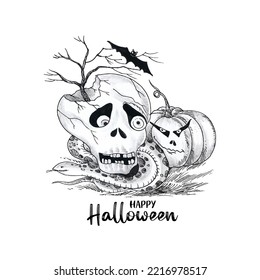 Happy Halloween festival decorative haunted background design vector