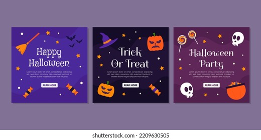 Happy Halloween Festival Invitation or Greeting Card for Social Media Post