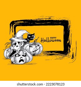 Happy Halloween festival scary horrified background design vector