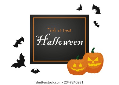 Happy Halloween. Festive design with flying bats, scary pumpkins for banner, poster, card, party. vector.