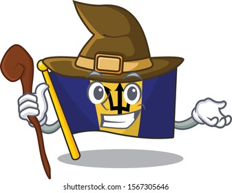 Happy Halloween flag barbados as a Witch cartoon style