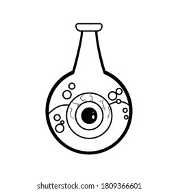 happy halloween, flask spell with spooky eye trick or treat party celebration line icon style vector illustration