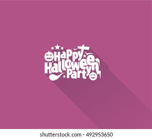 Happy Halloween Flat Calligraphy - Text design. Halloween banner or poster.