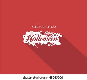 Happy Halloween Flat Calligraphy - Text design. Halloween banner or poster.