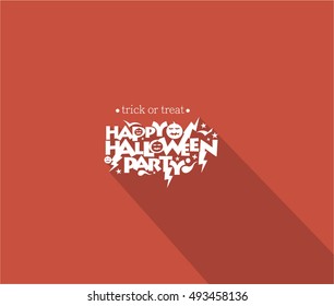 Happy Halloween Flat Calligraphy - Text design. Halloween banner or poster.