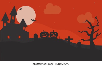 Happy halloween. Flat design background for halloween. Vector illustration