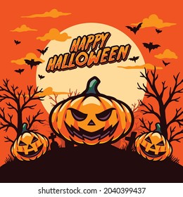 Happy halloween flat design background