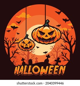 Happy halloween flat design background
