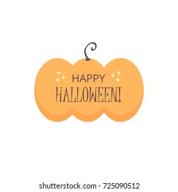 Happy halloween flat design pumpkin card isolated on white background.