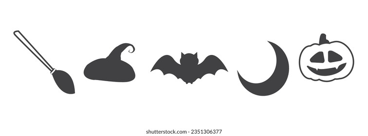 Happy halloween flat icons vector illustration, Vector icon for Helloween greeting card and poster party sign Concept illustration with Sign and symbol