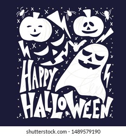 Happy halloween flat illustration. Vector simple design.