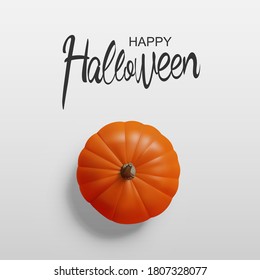 Happy Halloween flat lay pumpkin style on white background. Vector illustration.