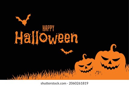 happy halloween flat orange and black card