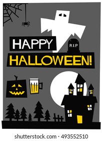 Happy Halloween (Flat Style Vector Illustration Quote Poster Design)