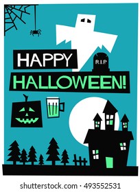 Happy Halloween (Flat Style Vector Illustration Quote Poster Design)