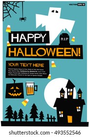 Happy Halloween (Flat Style Vector Illustration Quote Poster Design)