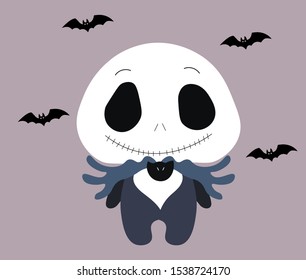 Happy halloween flat  vector character illustration. October holiday event. Scary, spooky cartoon background.